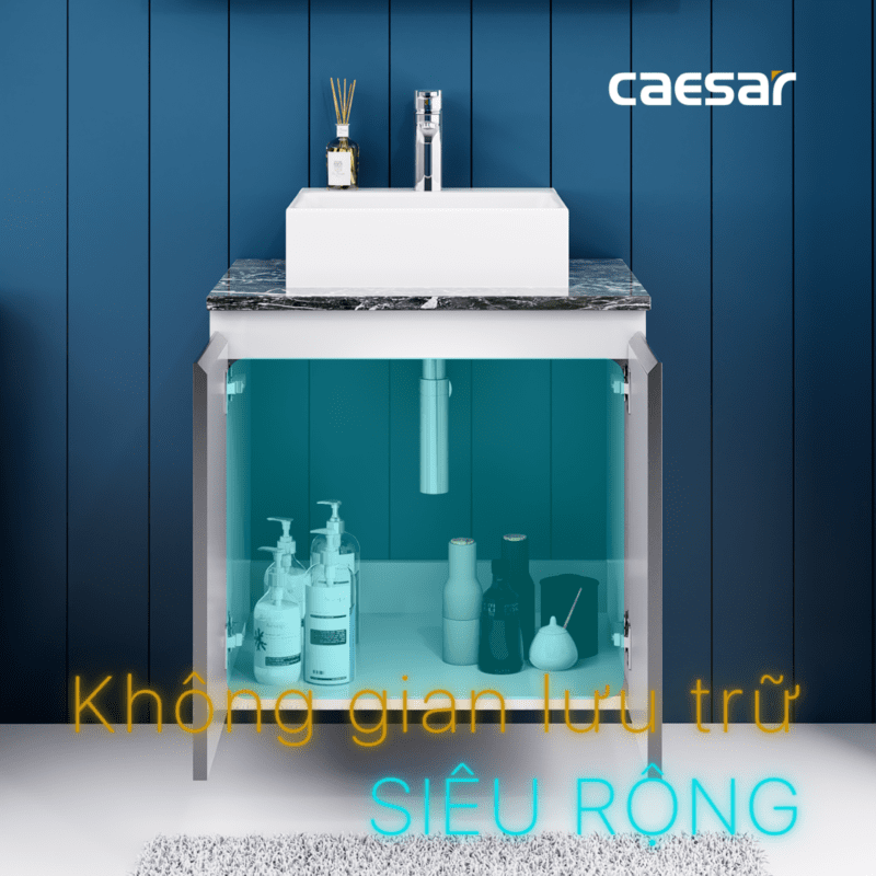 Chậu rửa Lavabo đặt bàn Caesar LF5257 và tủ treo EH46001ADV