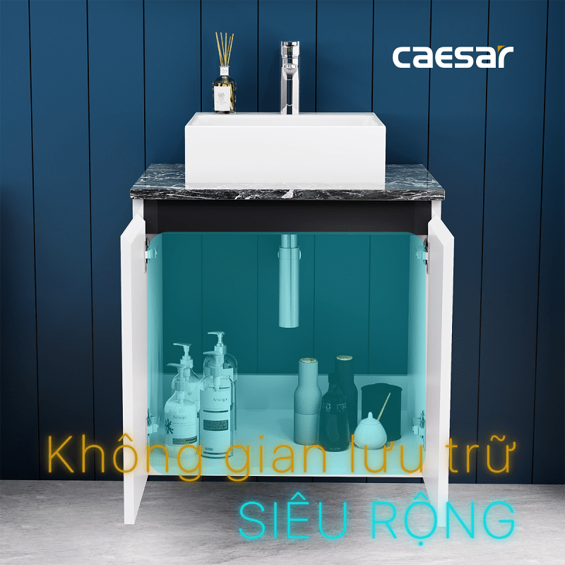 Chậu rửa Lavabo đặt bàn Caesar LF5257 và tủ treo EH46001AV