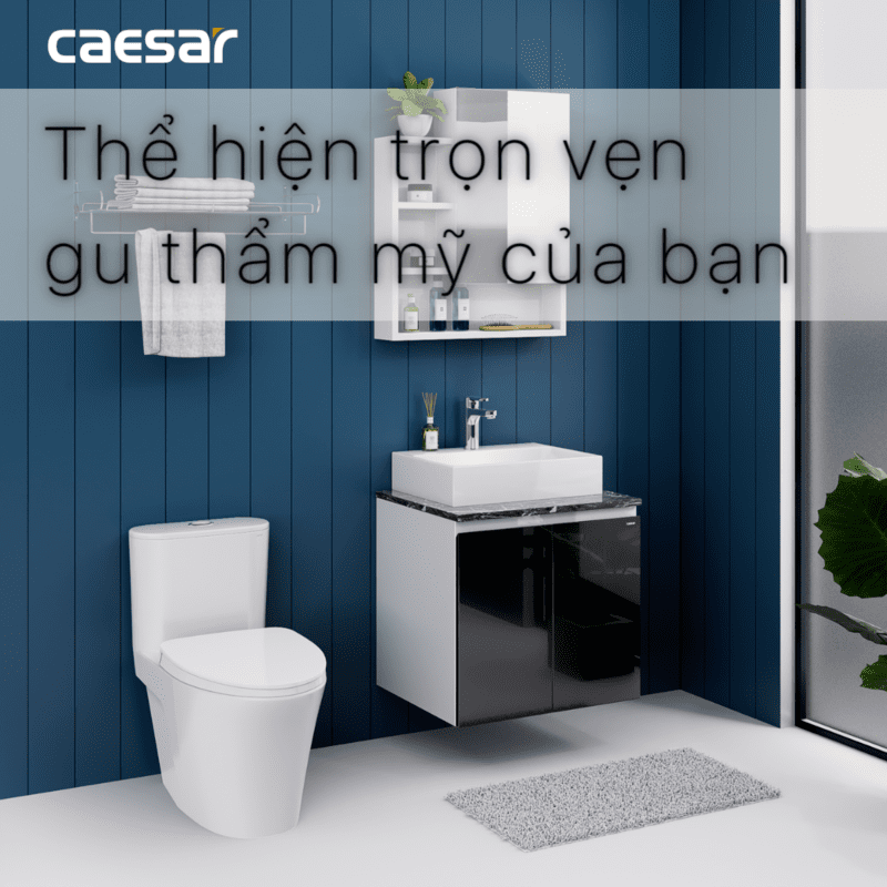 Chậu rửa Lavabo đặt bàn Caesar LF5259 và tủ treo EH46001ADV