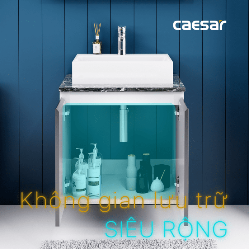 Chậu rửa Lavabo đặt bàn Caesar LF5259 và tủ treo EH46001ADV