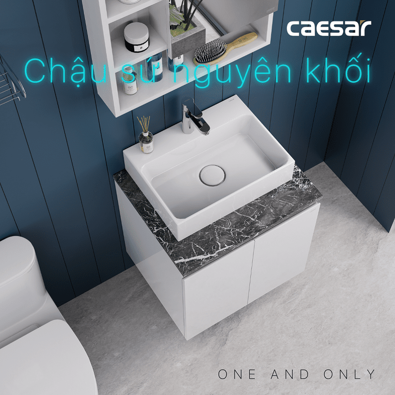 Chậu rửa Lavabo đặt bàn Caesar LF5259 và tủ treo EH46001AV