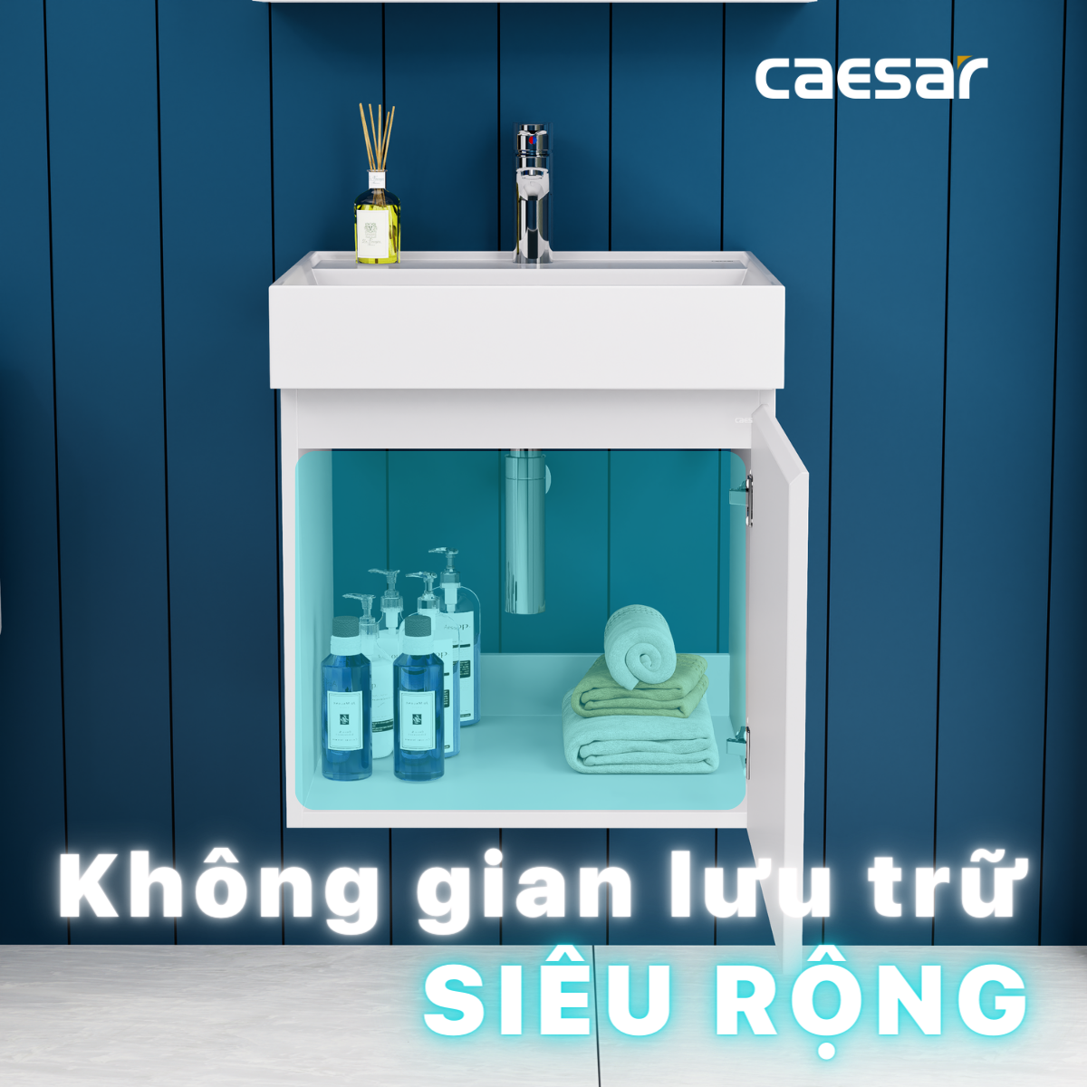 Chậu rửa Lavabo đặt bàn Caesar LF5380 và tủ treo EH05380AV