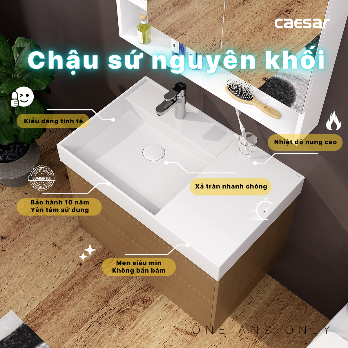 Chậu rửa Lavabo đặt bàn Caesar LF5382 và tủ treo cao cấp EH05382DWV