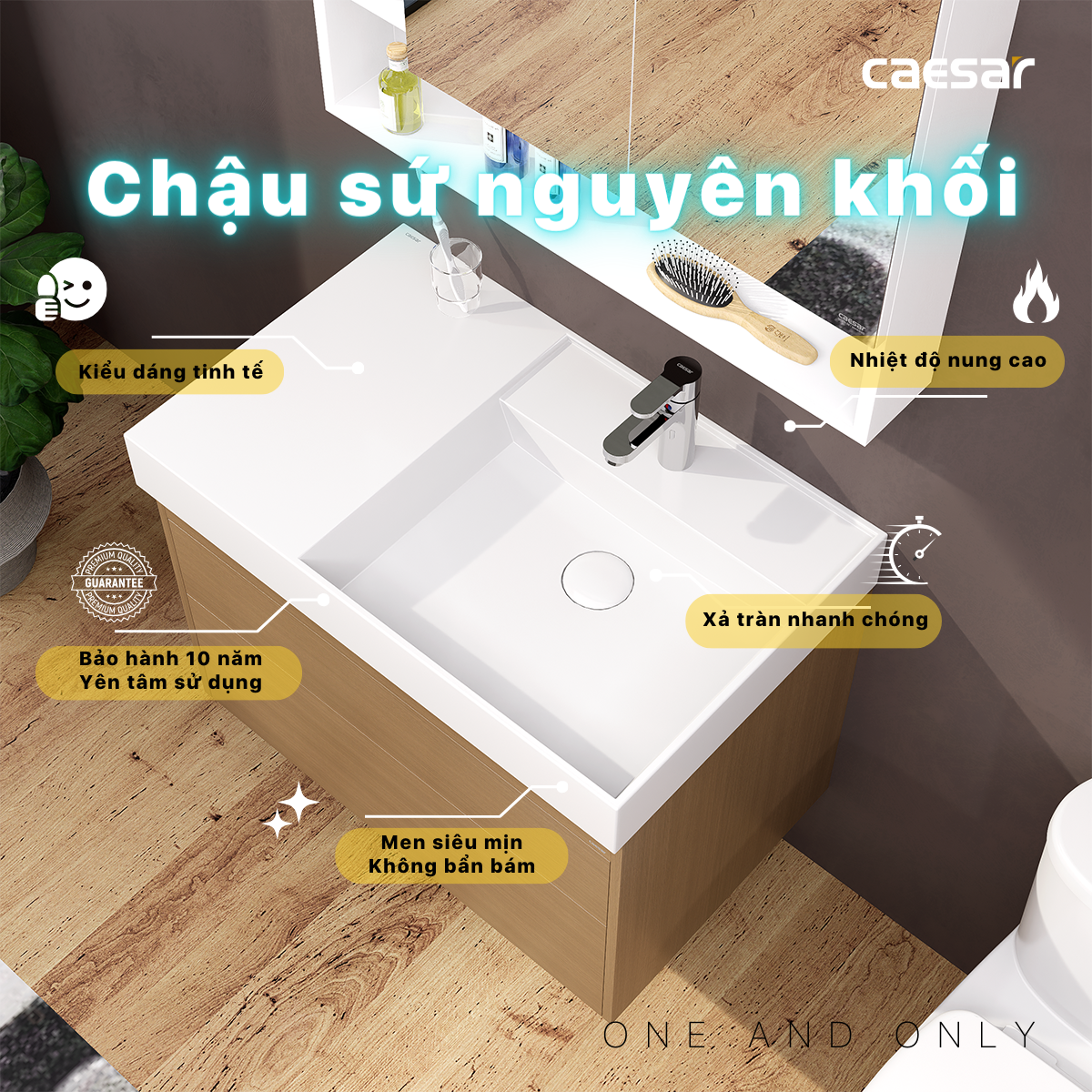 Chậu rửa Lavabo đặt bàn Caesar LF5384 và tủ treo EH05384DWV