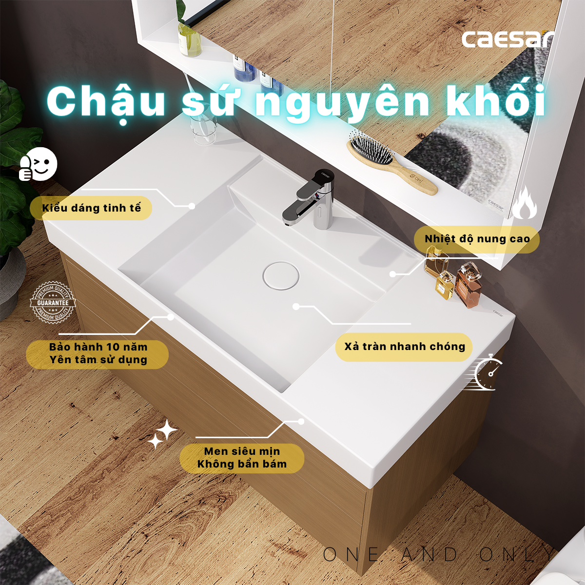 Chậu rửa Lavabo đặt bàn Caesar LF5386 và tủ treo EH05386DWV