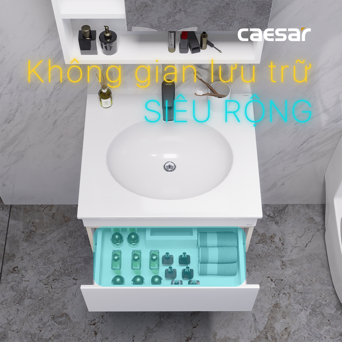 Tủ chậu lavabo treo tường Caesar EH05024DDV