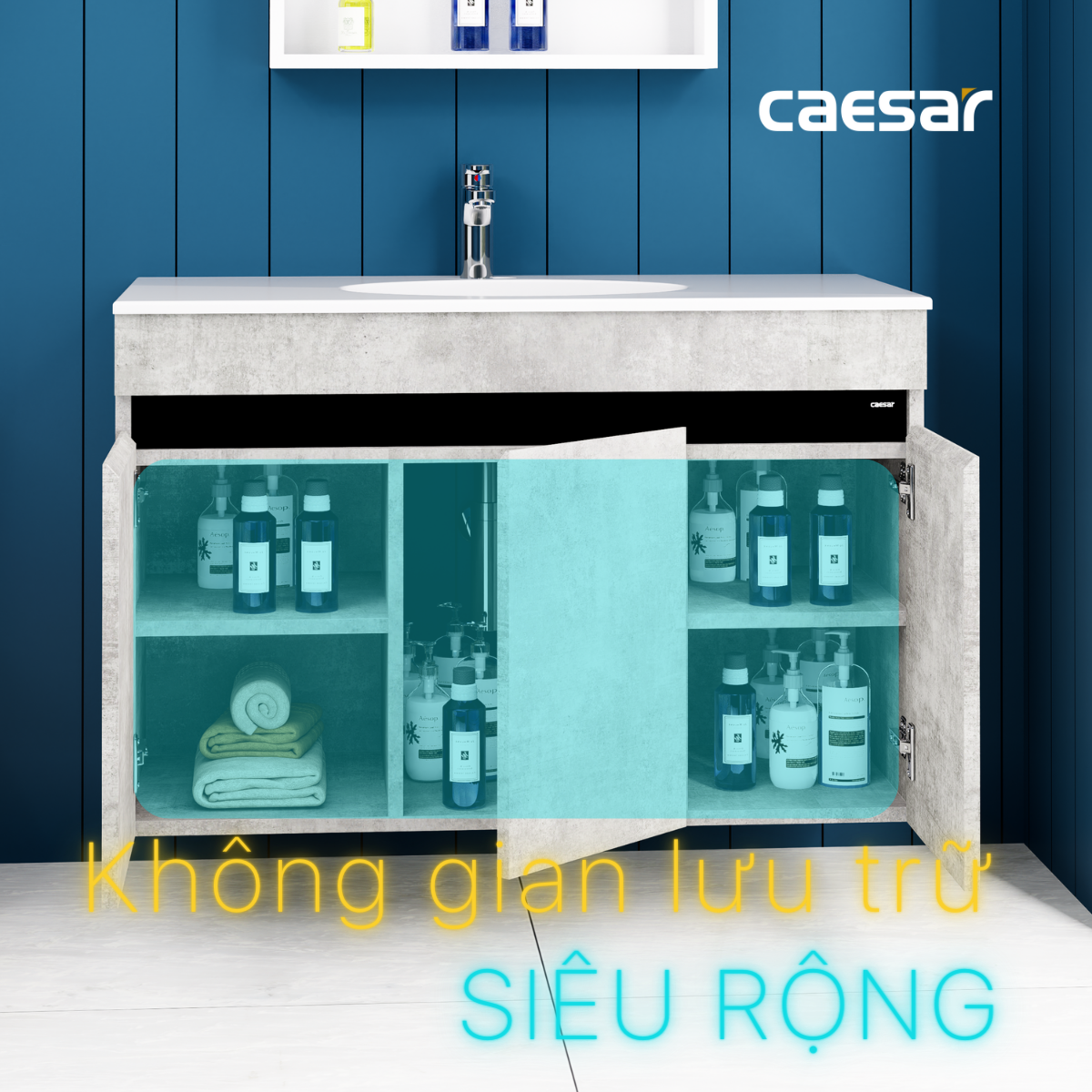 Tủ chậu lavabo treo tường Caesar EH05028ASV