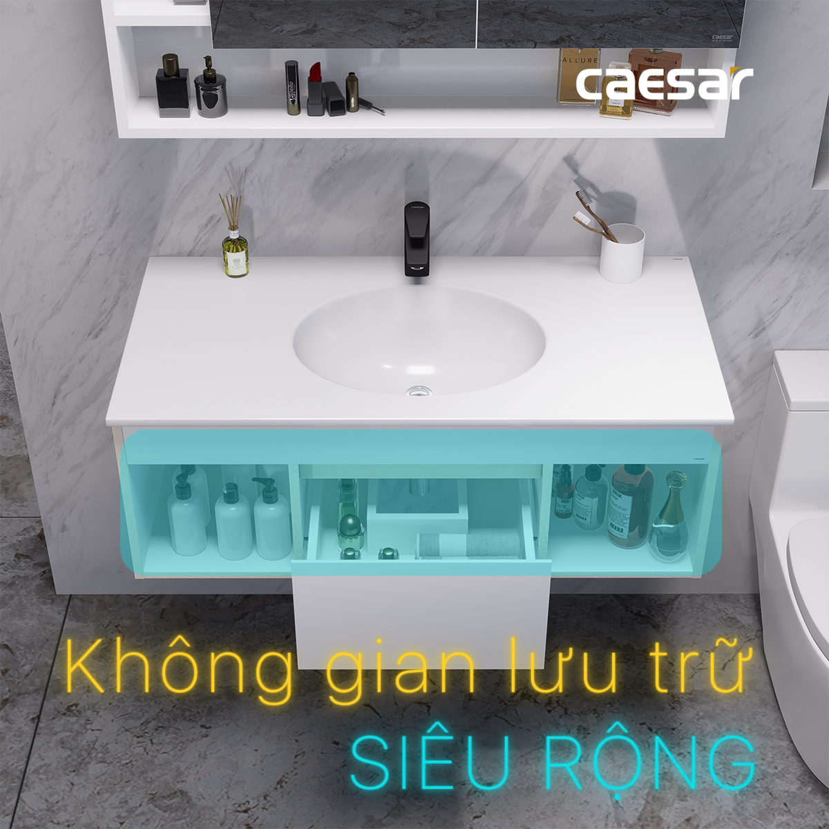 Tủ chậu lavabo treo tường Caesar EH05028DDV