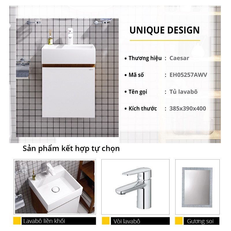 Tủ chậu lavabo treo tường Caesar EH05257AWV