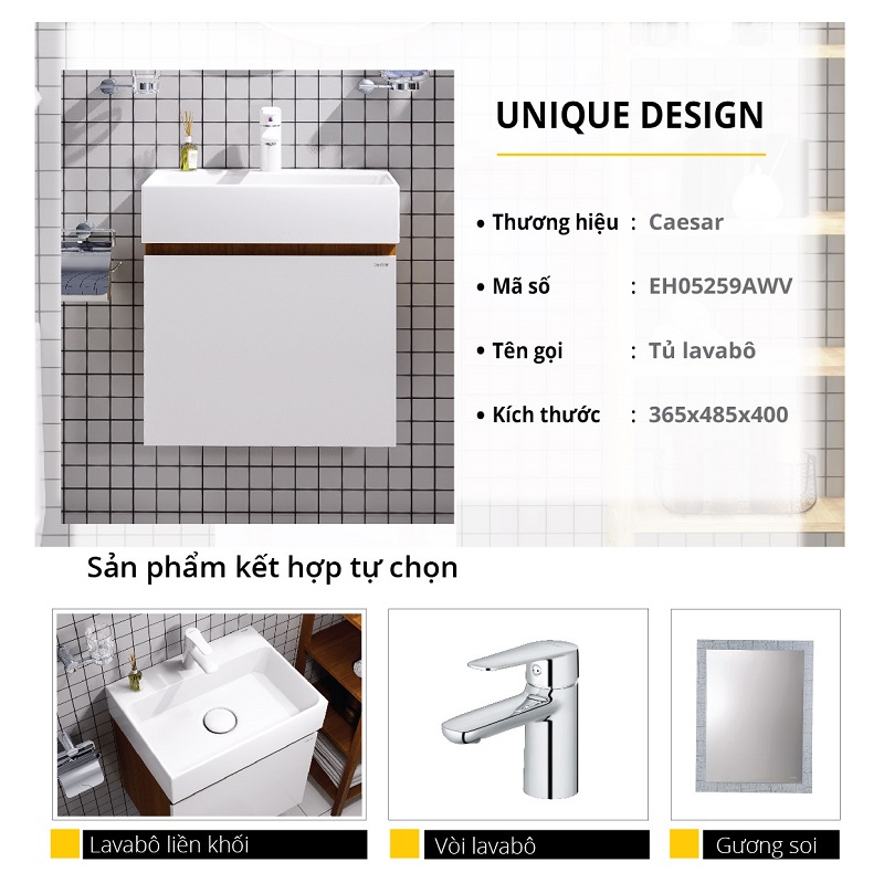 Tủ chậu lavabo treo tường Caesar EH05259AWV