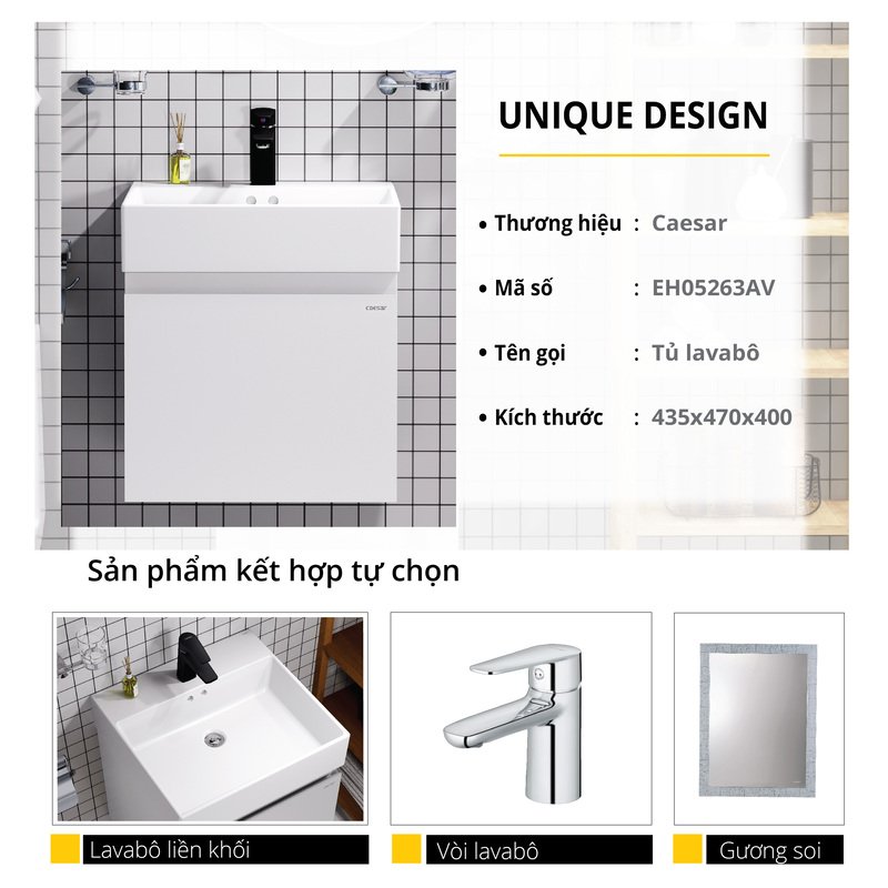 Tủ chậu lavabo treo tường Caesar EH05263AV