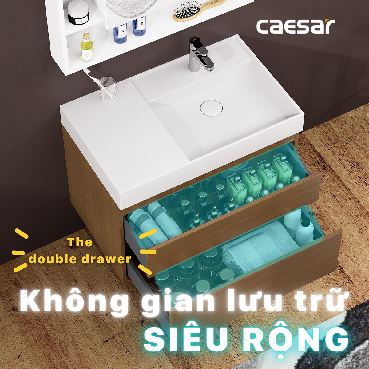 Tủ lavabo treo tường Caesar EH05384DWV