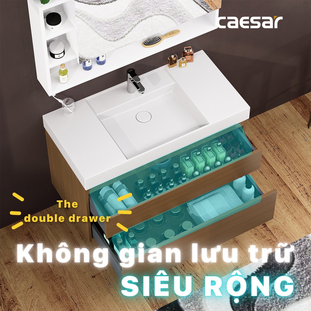 Tủ lavabo treo tường Caesar EH05386DWV