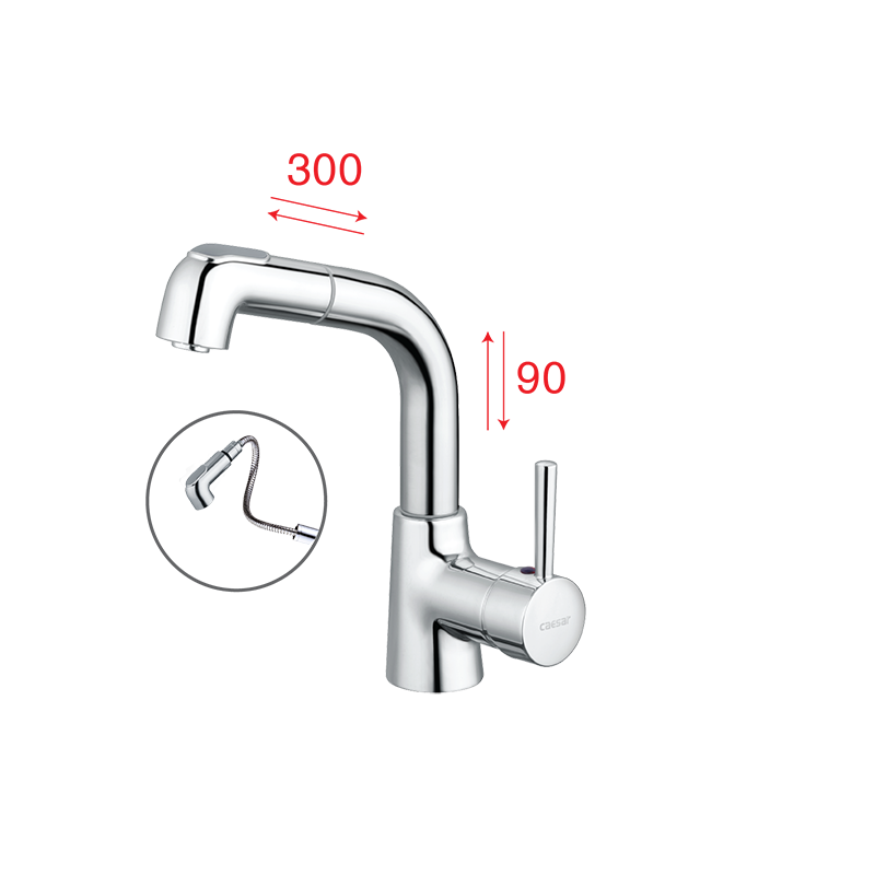 Vòi Lavabo Caesar B900CU Dây Rút Nóng Lạnh