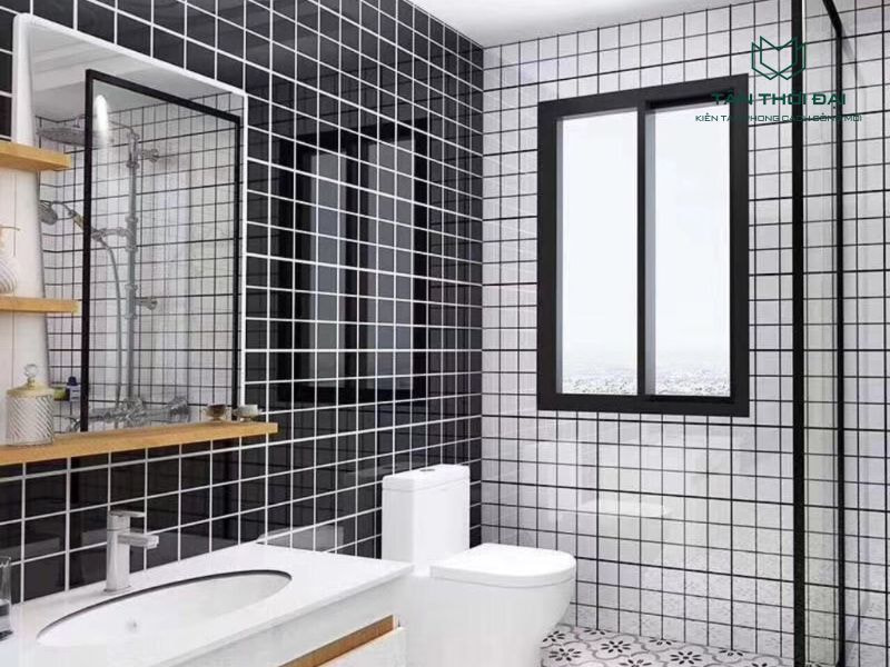 Khả năng chống thấm cao nên ốp tường caro được sử dụng nhiều trong phòng tắm
