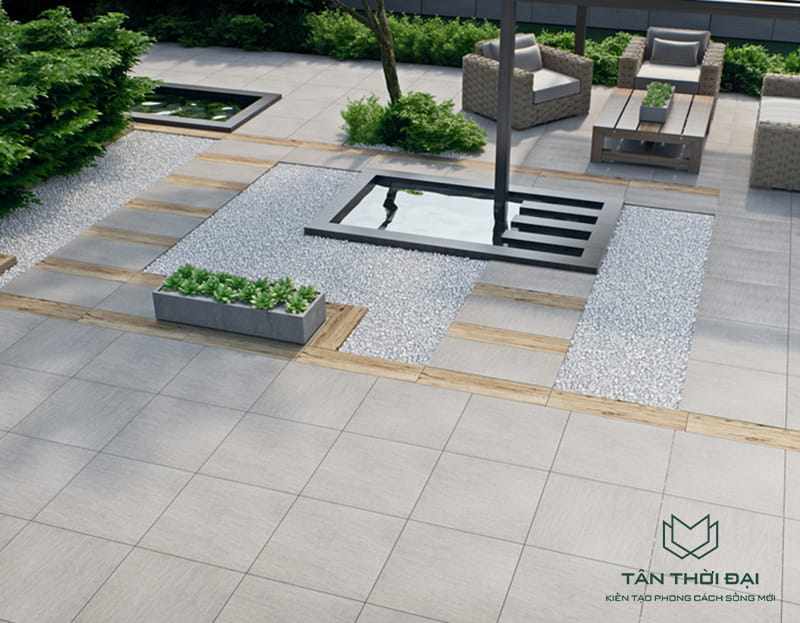 Gạch lát nền kích thước 40x40 được sử dụng nhiều cho không gian sân vườn 