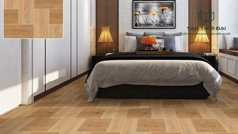 Gạch lát nền 60x60 vân gỗ cho không gian phòng ngủ