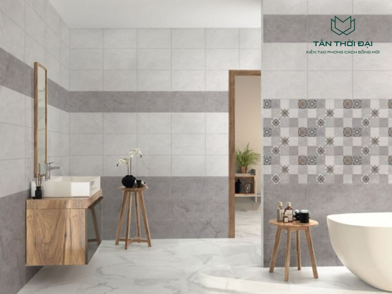 Mẫu gạch ốp tường 25x40 giúp phòng tắm rộng rãi hơn