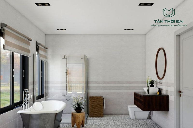 Mẫu gạch ốp tường 45x90 giúp tô điểm không gian phòng tắm