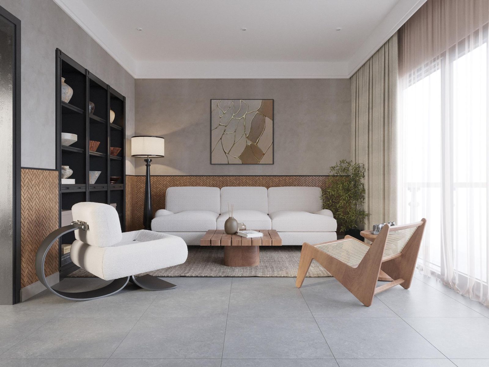 Ốp trang trí phòng khách bằng gạch mosaic Eurotile